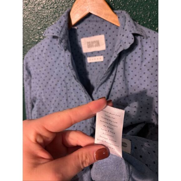 Grayson Polka Dot Long Sleeved Blouse Collared Blue Button Down Shirt Size 01 XS - Picture 4 of 4